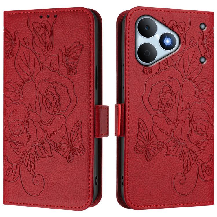 For Realme Note 80 4G Global Embossed Rose RFID Anti-theft Leather Phone Case