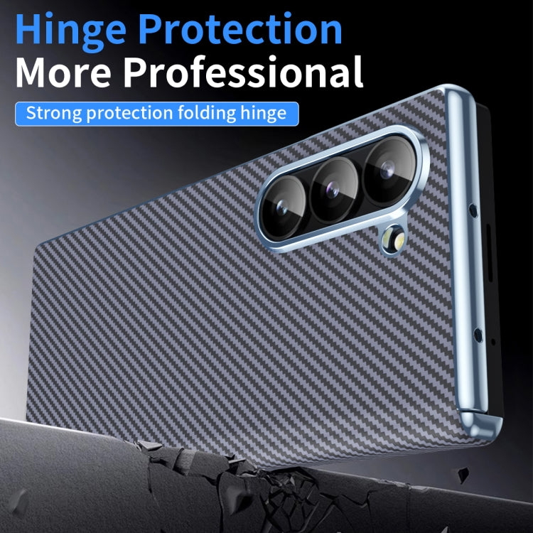 For Samsung Galaxy Z Fold6 5G Electroplated Carbon Fiber Pattern Folding Phone Case with Hinge