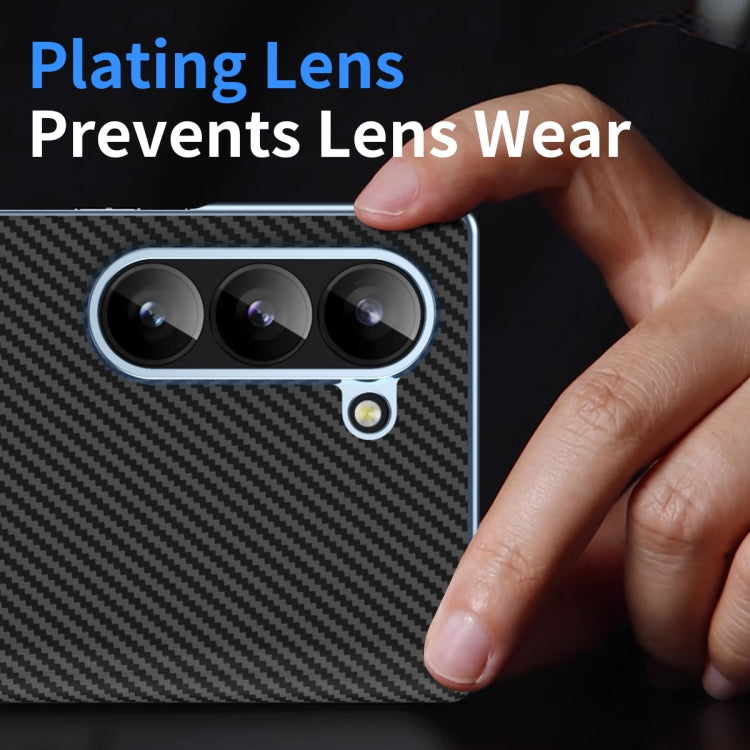 For Samsung Galaxy Z Fold5 5G Electroplated Carbon Fiber Pattern Folding Phone Case with Hinge