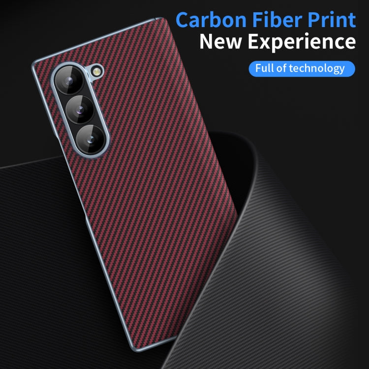 For Samsung Galaxy Z Fold5 5G Electroplated Carbon Fiber Pattern Folding Phone Case with Hinge