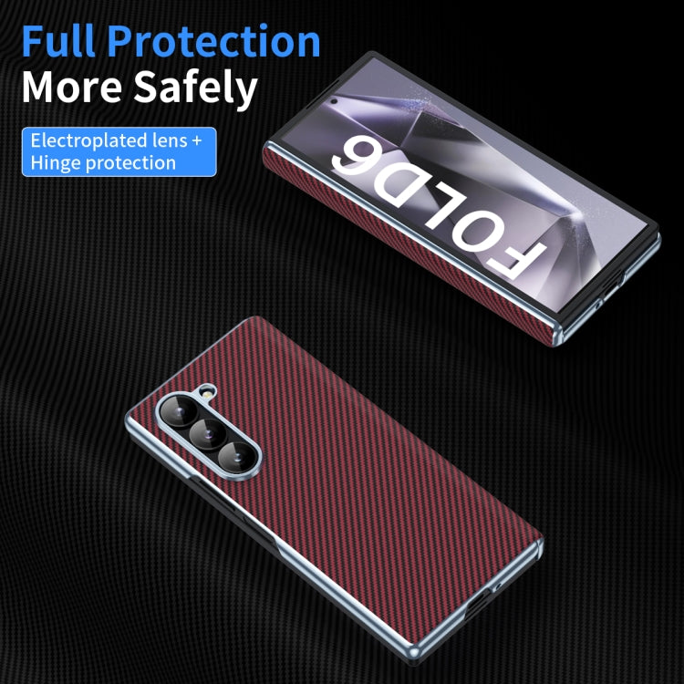 For Samsung Galaxy Z Fold5 5G Electroplated Carbon Fiber Pattern Folding Phone Case with Hinge