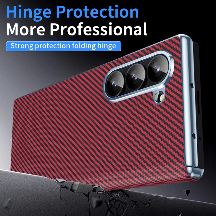 For Samsung Galaxy Z Fold5 5G Electroplated Carbon Fiber Pattern Folding Phone Case with Hinge