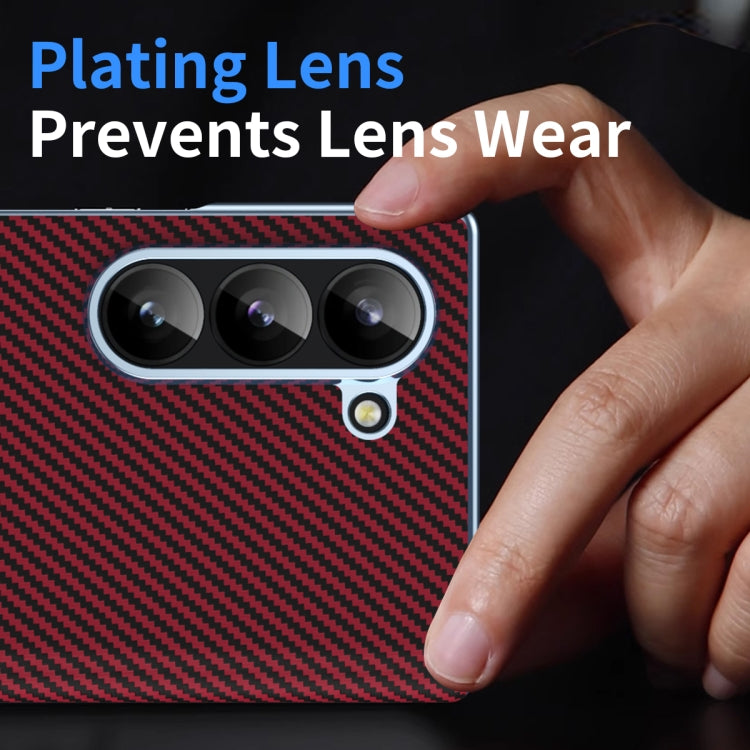 For Samsung Galaxy Z Fold5 5G Electroplated Carbon Fiber Pattern Folding Phone Case with Hinge