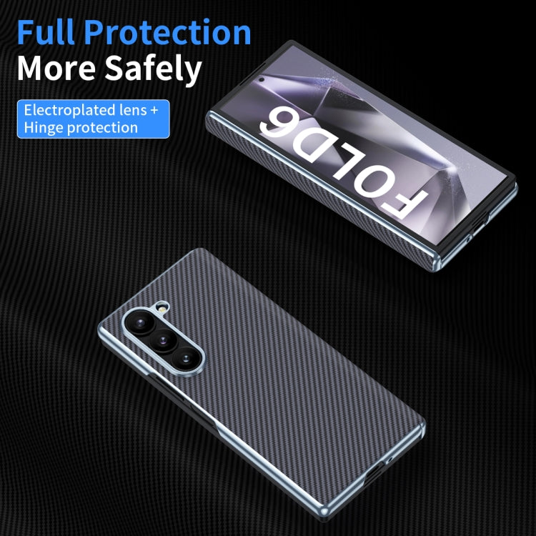 For Samsung Galaxy Z Fold5 5G Electroplated Carbon Fiber Pattern Folding Phone Case with Hinge