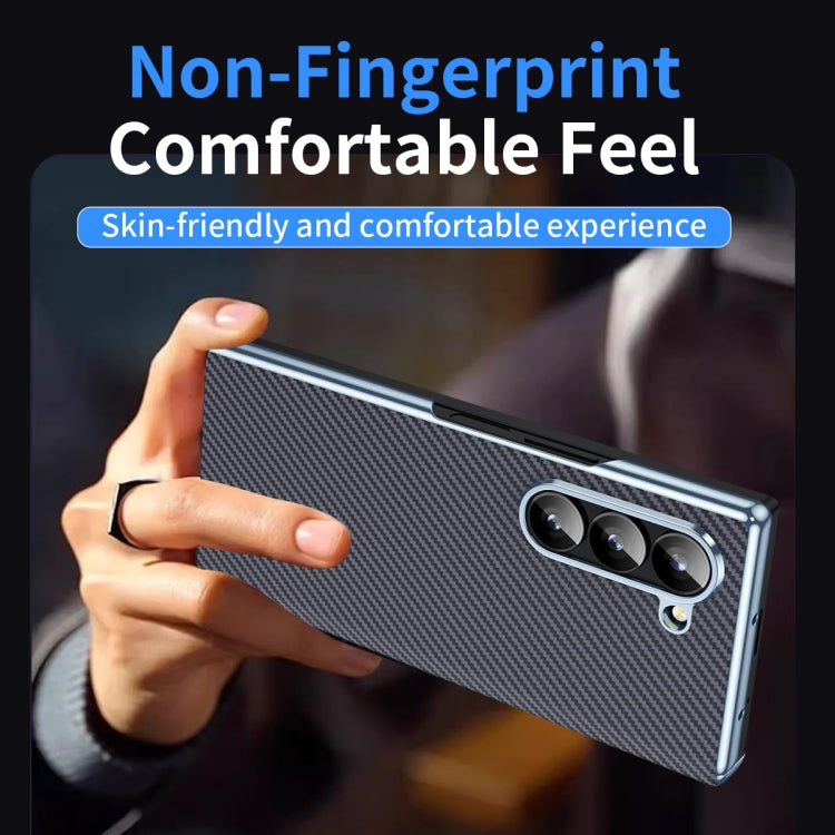 For Samsung Galaxy Z Fold5 5G Electroplated Carbon Fiber Pattern Folding Phone Case with Hinge