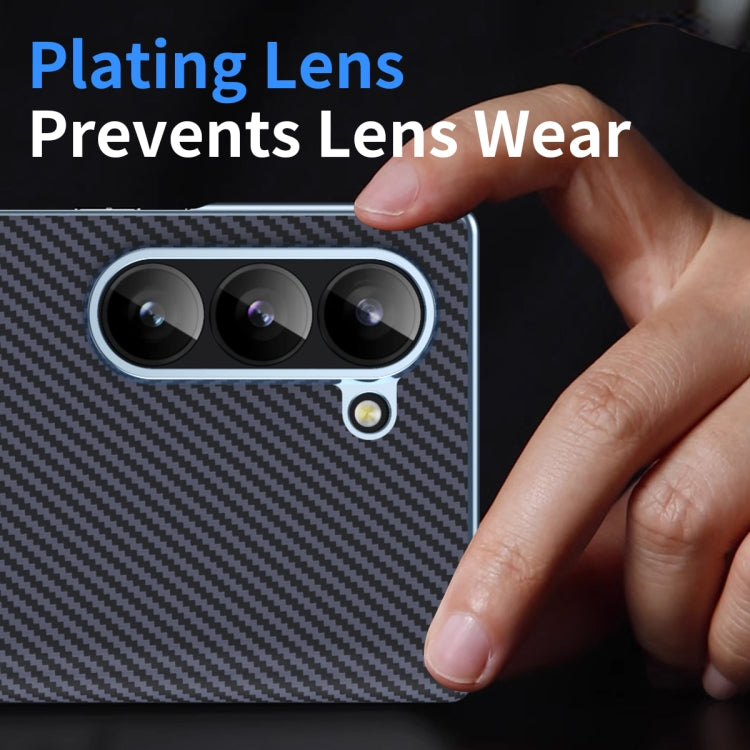 For Samsung Galaxy Z Fold5 5G Electroplated Carbon Fiber Pattern Folding Phone Case with Hinge