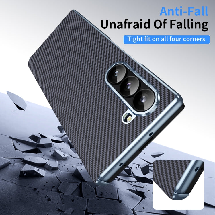 For Samsung Galaxy Z Fold5 5G Electroplated Carbon Fiber Pattern Folding Phone Case with Hinge