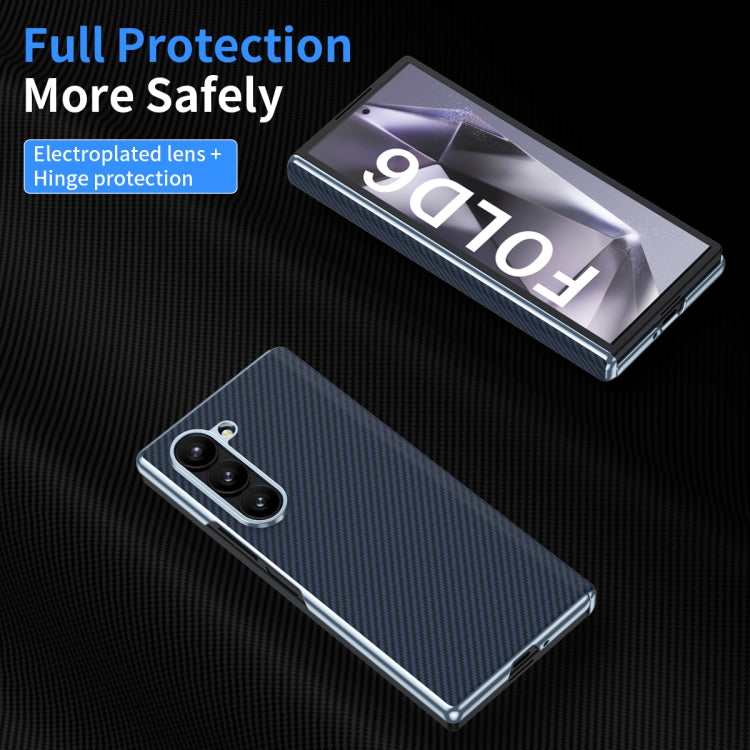 For Samsung Galaxy Z Fold5 5G Electroplated Carbon Fiber Pattern Folding Phone Case with Hinge