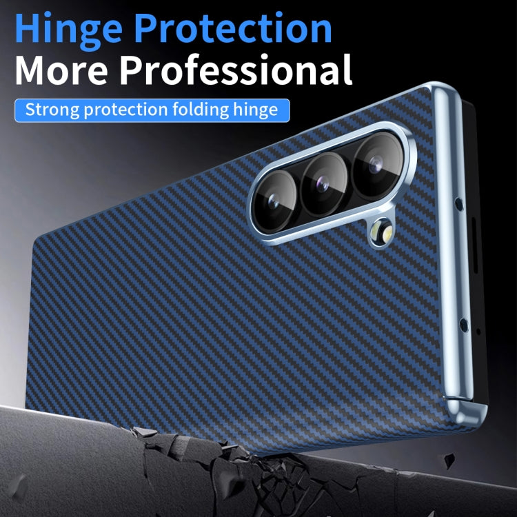 For Samsung Galaxy Z Fold5 5G Electroplated Carbon Fiber Pattern Folding Phone Case with Hinge