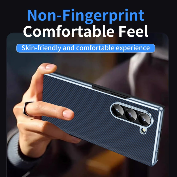 For Samsung Galaxy Z Fold5 5G Electroplated Carbon Fiber Pattern Folding Phone Case with Hinge