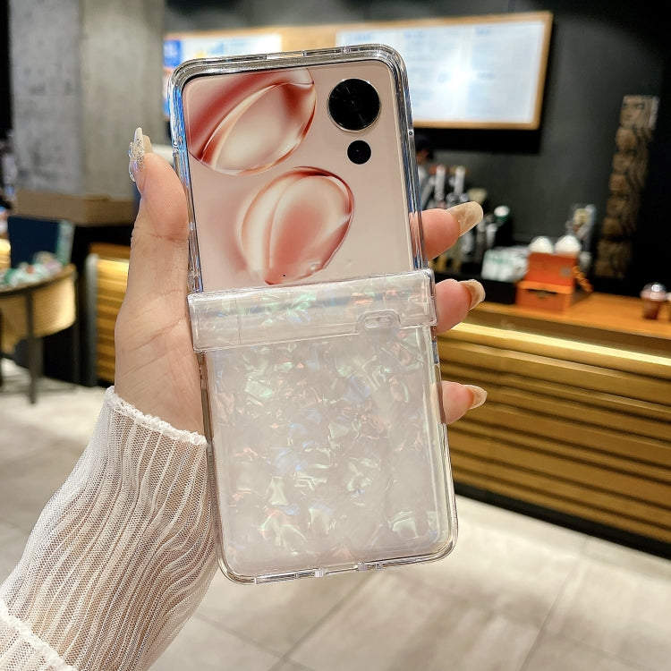 For Honor Magic V Flip Three-piece Set Pearlescent Shell Texture Phone Case