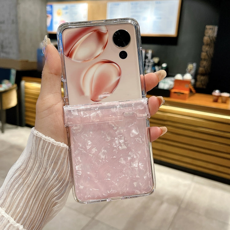 For Honor Magic V Flip Three-piece Set Pearlescent Shell Texture Phone Case