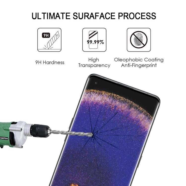 For OPPO Find X5 Full Glue 9H HD 3D Curved Edge Tempered Glass Film - Black
