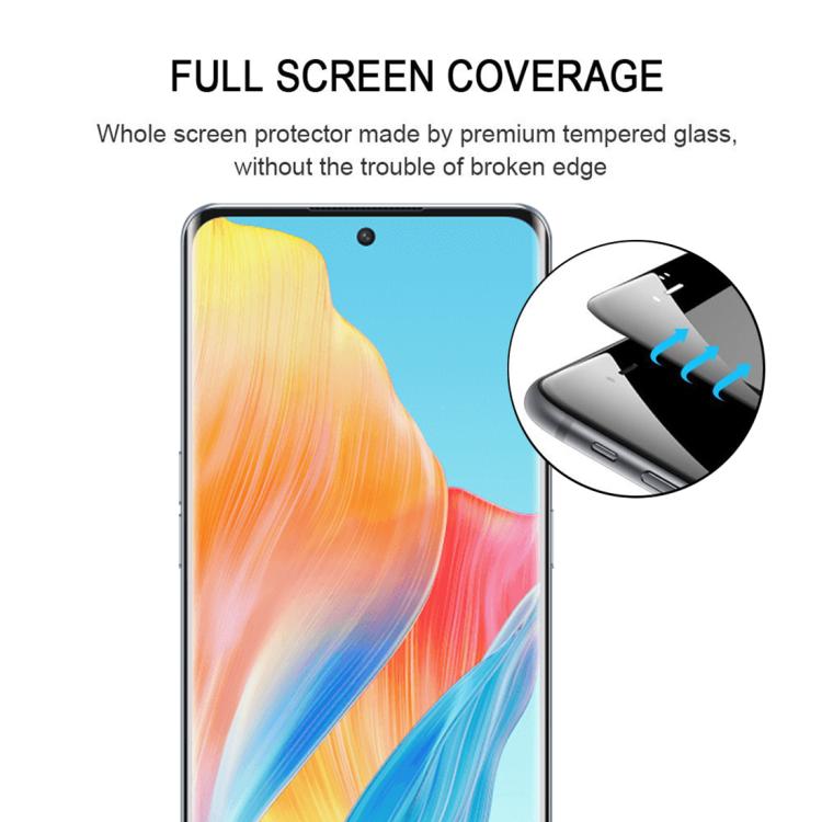 For OPPO A1 Pro Full Glue 9H HD 3D Curved Edge Tempered Glass Film - Black