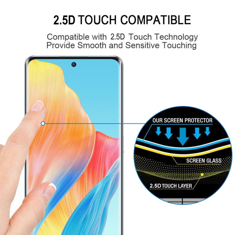 For OPPO A1 Pro Full Glue 9H HD 3D Curved Edge Tempered Glass Film - Black