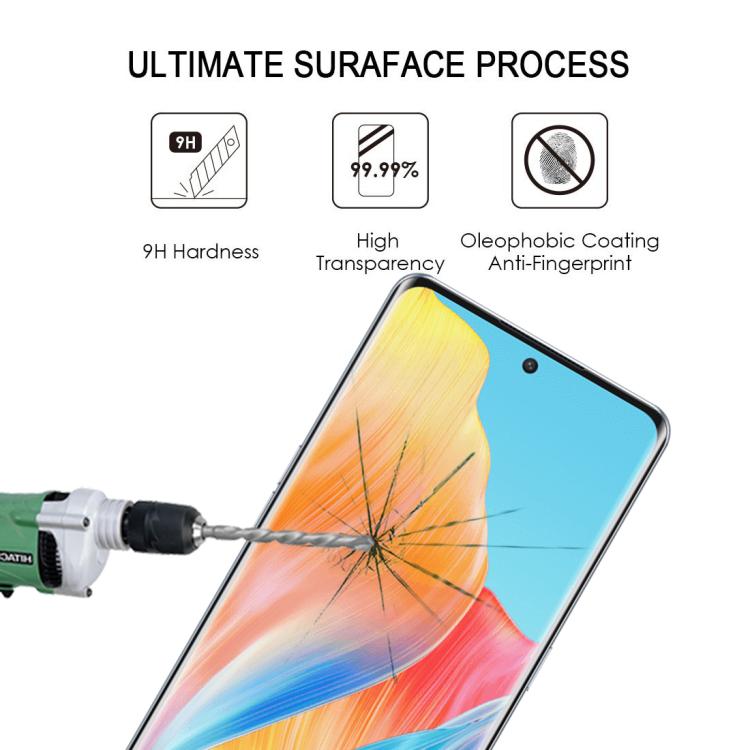 For OPPO A1 Pro Full Glue 9H HD 3D Curved Edge Tempered Glass Film - Black