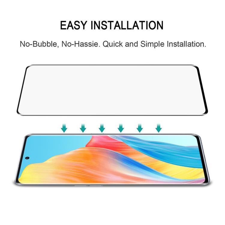 For OPPO A1 Pro Full Glue 9H HD 3D Curved Edge Tempered Glass Film - Black