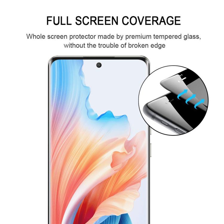 For OPPO A2 Pro Full Glue 9H HD 3D Curved Edge Tempered Glass Film - Black