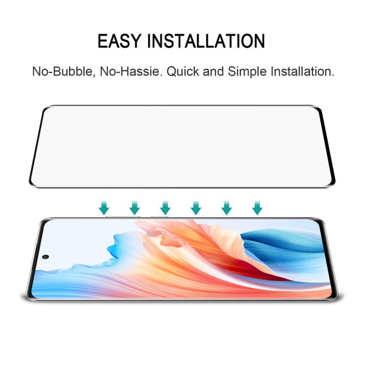 For OPPO A2 Pro Full Glue 9H HD 3D Curved Edge Tempered Glass Film - Black