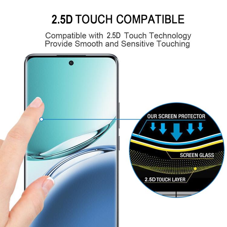 For OPPO A3 Pro 5G Full Glue 9H HD 3D Curved Edge Tempered Glass Film - Black