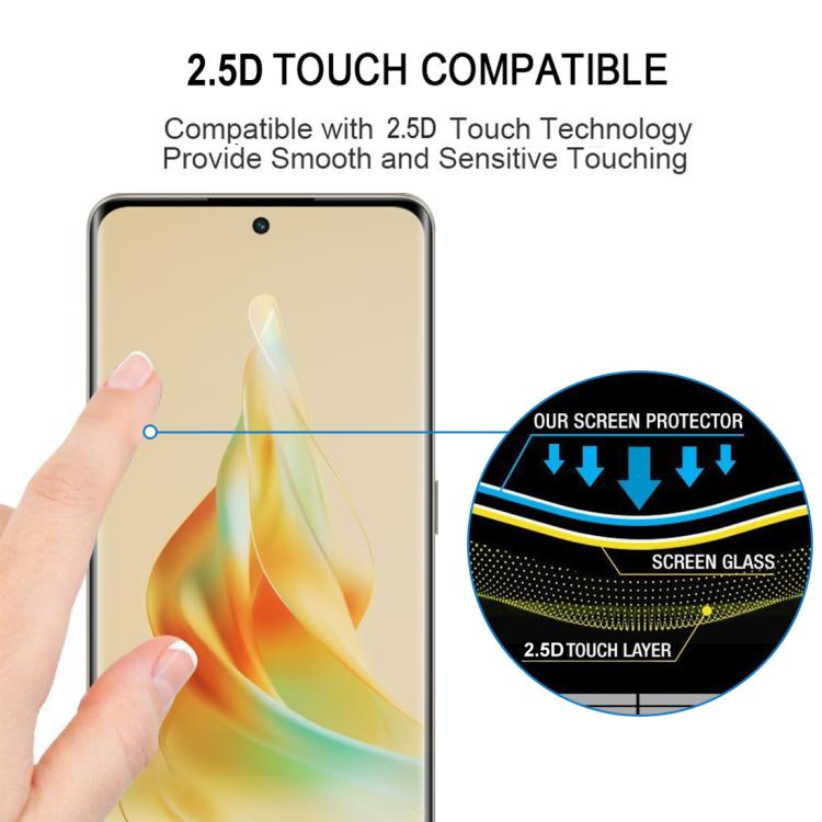 For OPPO Reno8 T 5G Full Glue 9H HD 3D Curved Edge Tempered Glass Film - Black