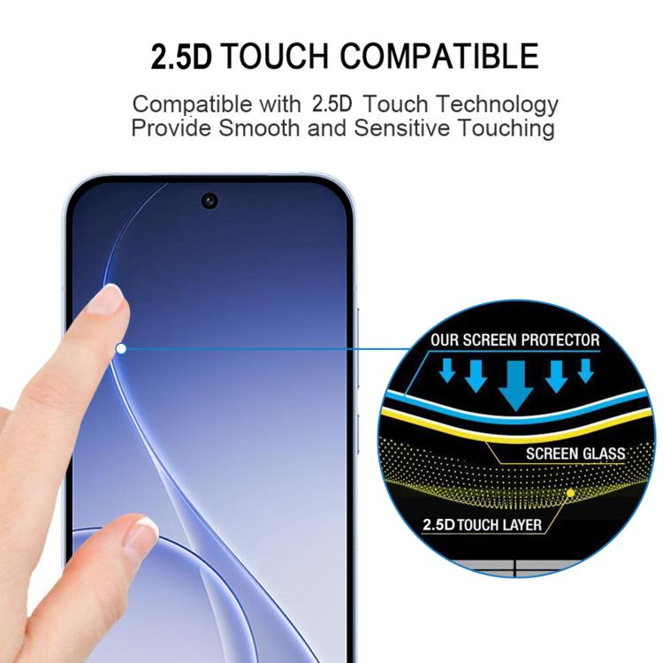 For OPPO Reno15 5G Global Full Glue 9H HD 3D Curved Edge Tempered Glass Film - Black