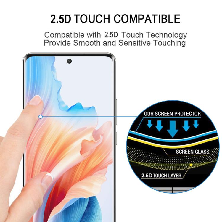 For OPPO A2 Pro 25pcs Full Glue 9H HD 3D Curved Edge Tempered Glass Film - Black