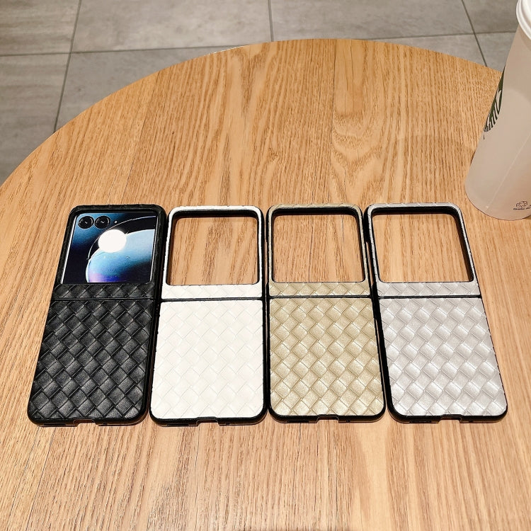 For Motorola Razr 50 Woven Texture Folding PU Phone Case