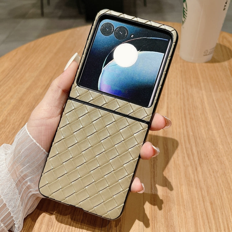 For Motorola Razr 50 Woven Texture Folding PU Phone Case
