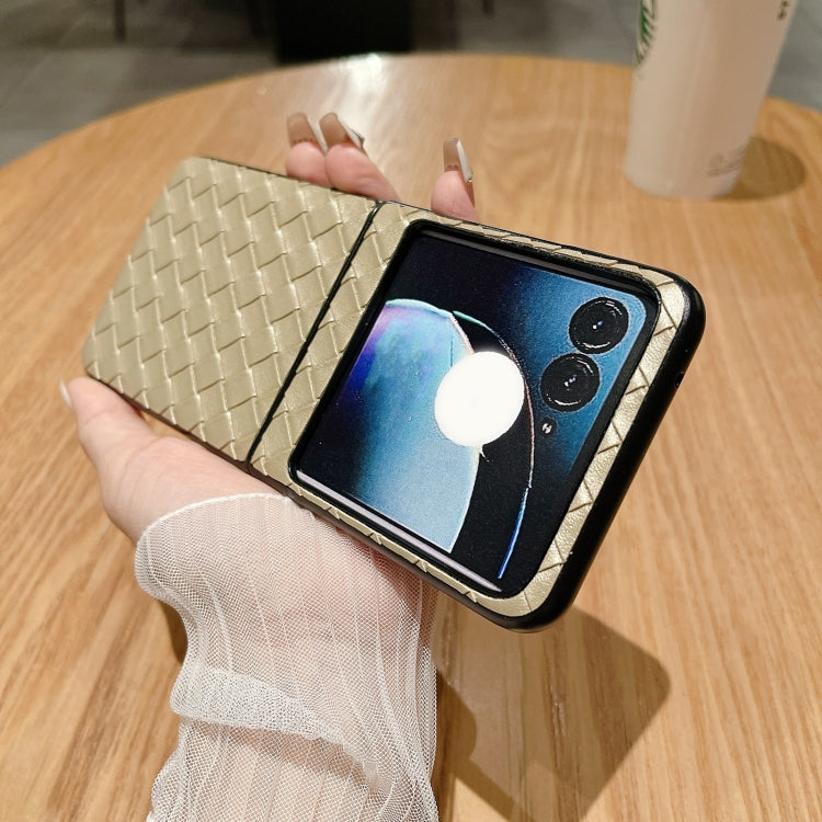 For Motorola Razr 50 Woven Texture Folding PU Phone Case