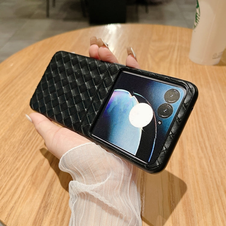 For Motorola Razr 50 Woven Texture Folding PU Phone Case