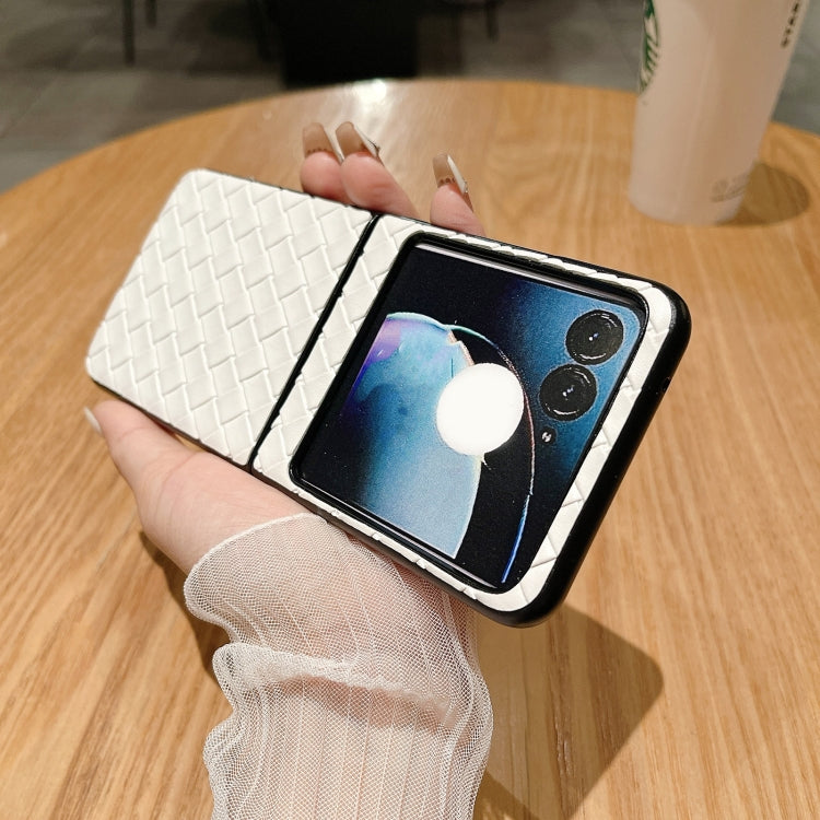 For Motorola Razr 50 Woven Texture Folding PU Phone Case
