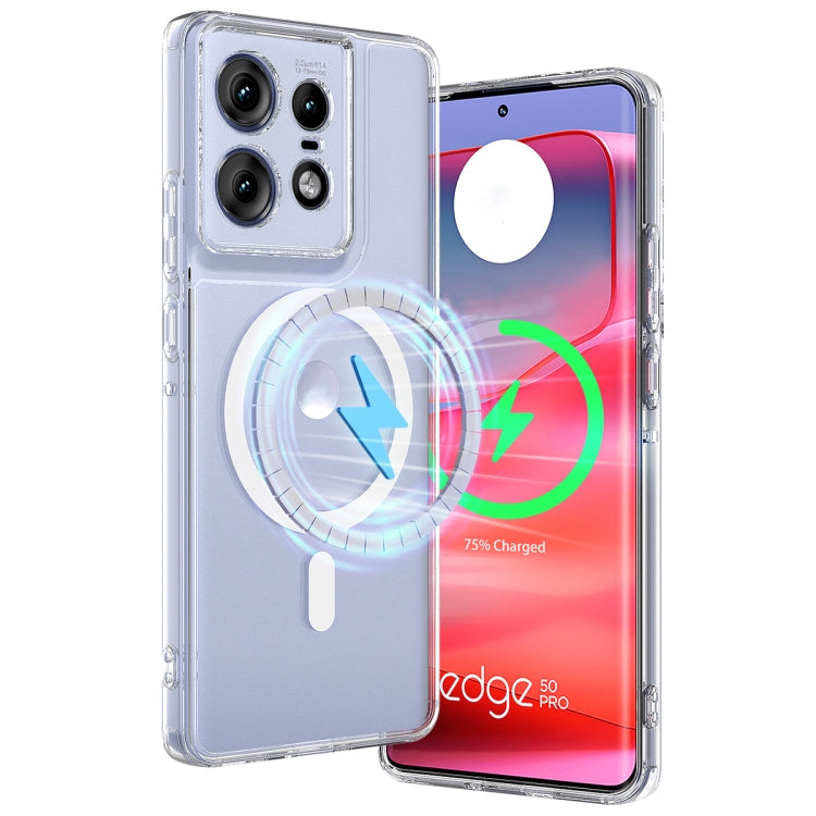 For Motorola Edge 50 Pro MagSafe Clear Acrylic PC Hybrid TPU Phone Case - Transparent