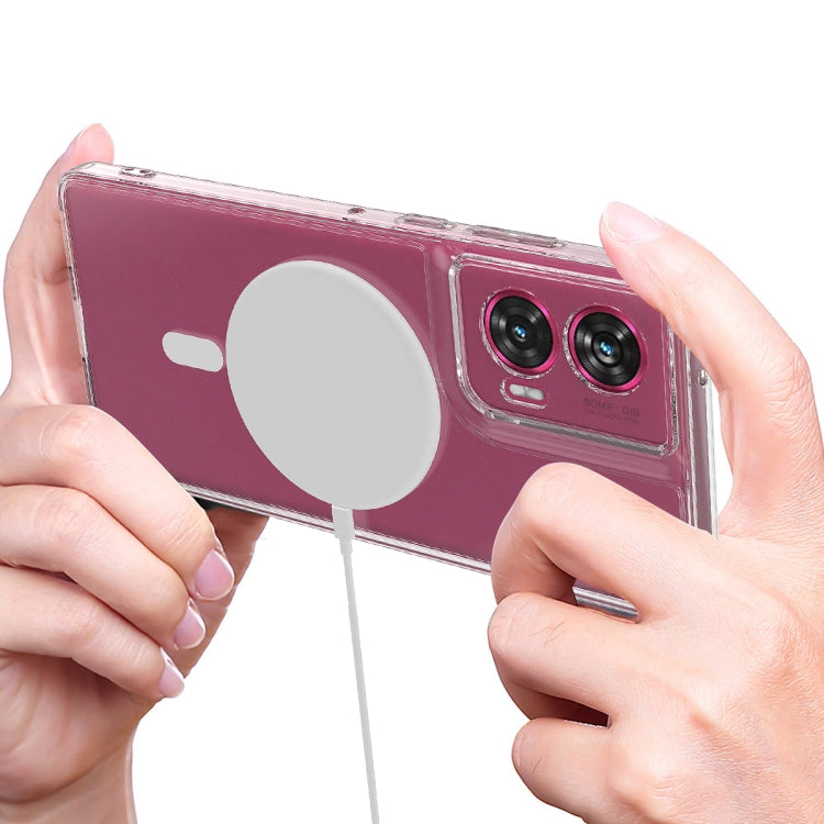 For Motorola Edge 50 Fusion / G96 5G MagSafe Clear Acrylic PC Hybrid TPU Phone Case - Transparent