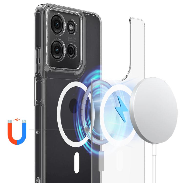 For Motorola Moto G75 MagSafe Clear Acrylic PC Hybrid TPU Phone Case - Transparent
