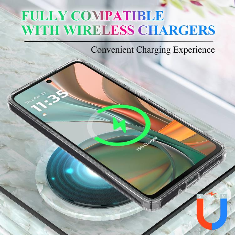For Motorola Moto G75 MagSafe Clear Acrylic PC Hybrid TPU Phone Case - Transparent
