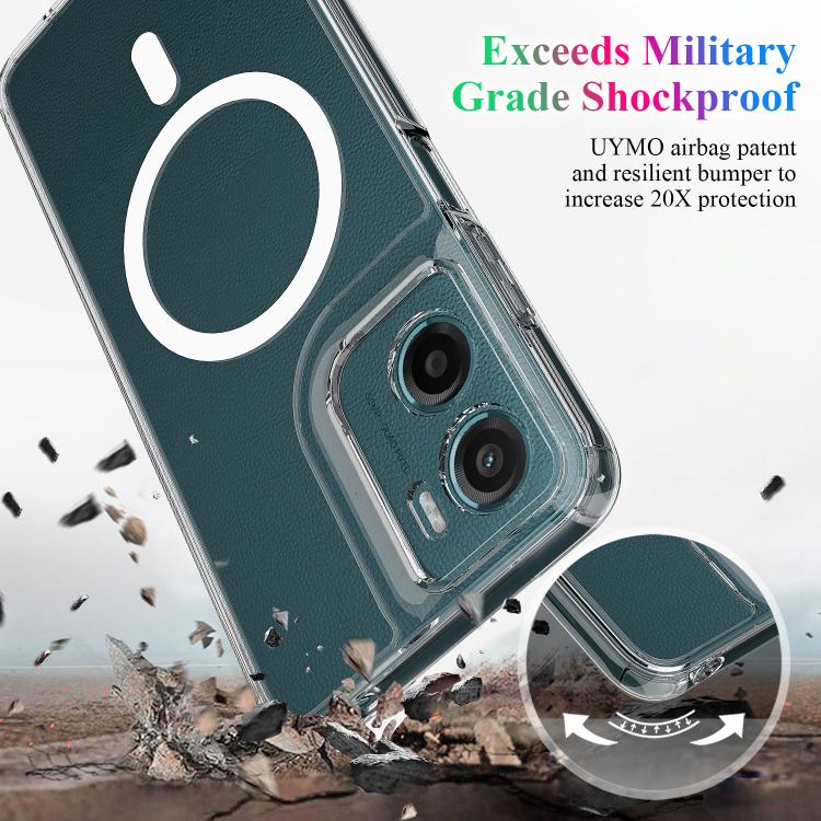 For Motorola Moto G05 4G / E15 4G MagSafe Clear Acrylic PC Hybrid TPU Phone Case - Transparent