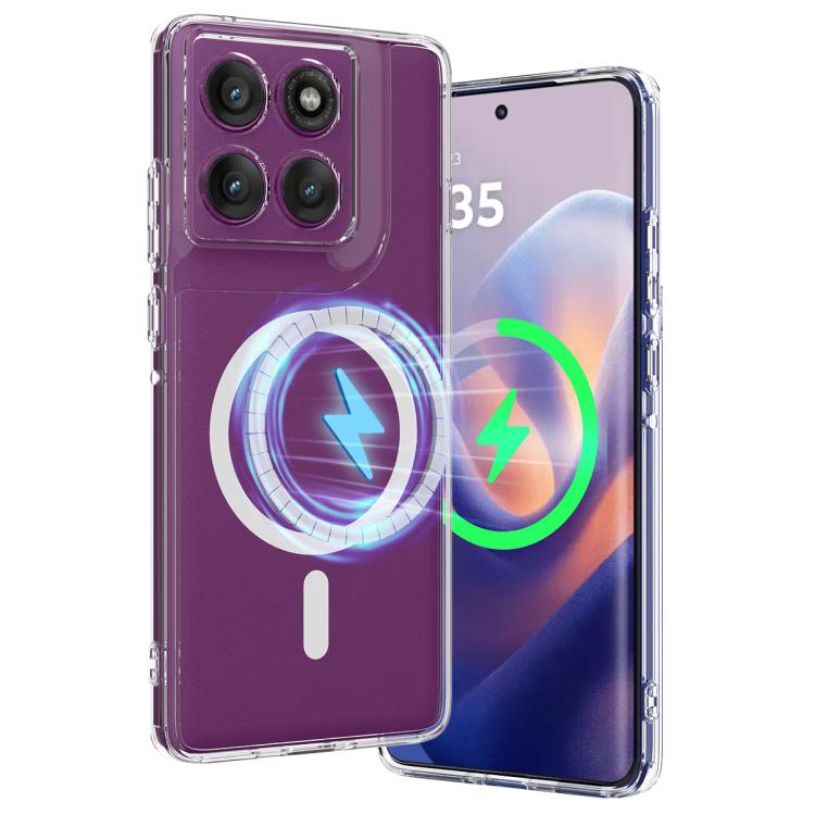 For Motorola Edge 60 Pro 5G MagSafe Clear Acrylic PC Hybrid TPU Phone Case - Transparent