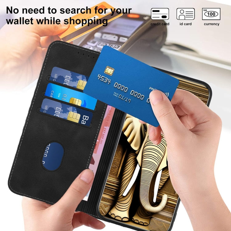 For Redmi Note 14 5G Elephant Head Embossed Phone Leather Case with Lanyard
