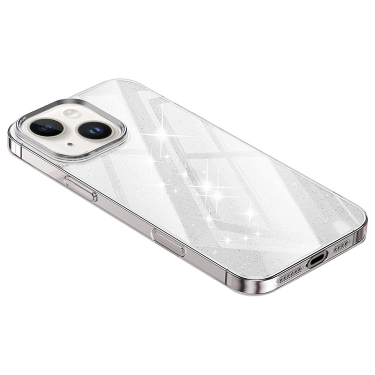 For iPhone 14 Electroplated PC Hybrid Glitter Glass Phone Case