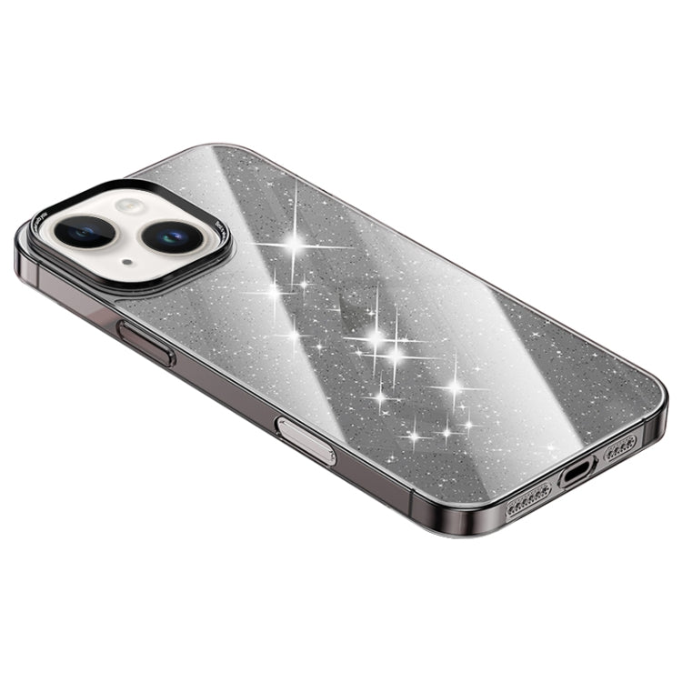 For iPhone 14 Electroplated PC Hybrid Glitter Glass Phone Case
