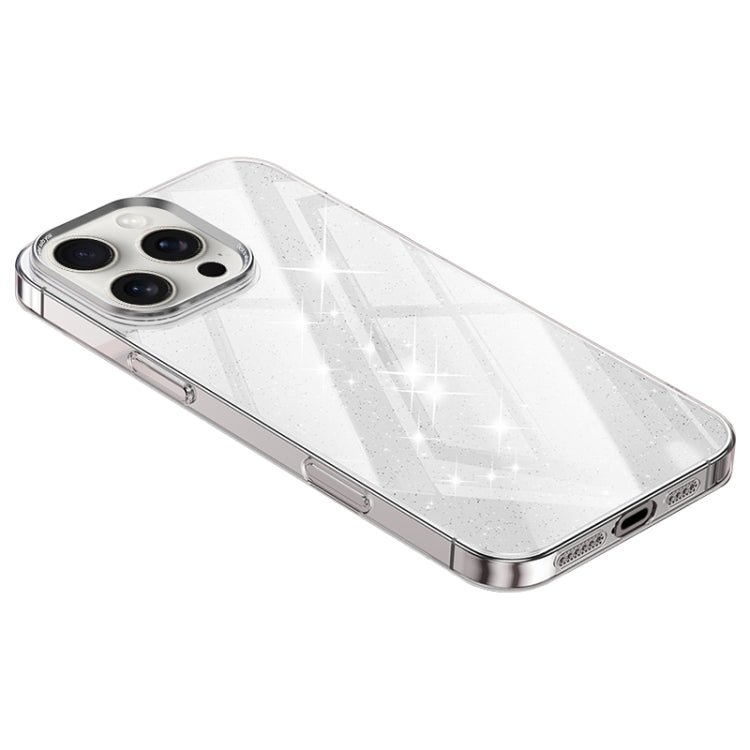 For iPhone 14 Pro Electroplated PC Hybrid Glitter Glass Phone Case