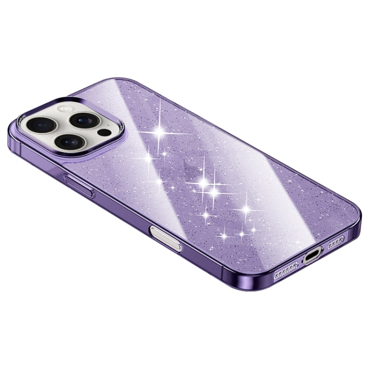 For iPhone 14 Pro Max Electroplated PC Hybrid Glitter Glass Phone Case