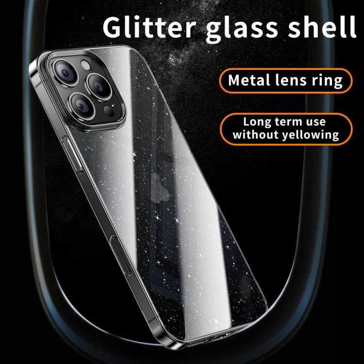 For iPhone 15 Pro Max Electroplated PC Hybrid Glitter Glass Phone Case