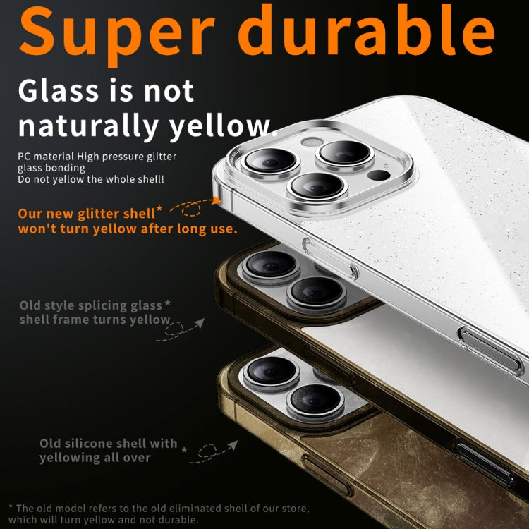 For iPhone 15 Pro Max Electroplated PC Hybrid Glitter Glass Phone Case