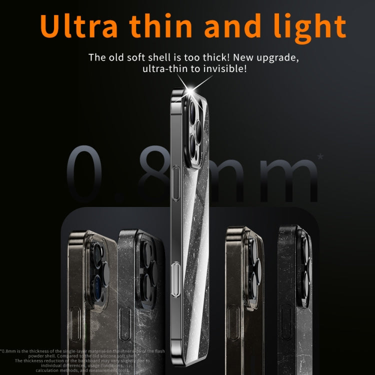 For iPhone 15 Pro Max Electroplated PC Hybrid Glitter Glass Phone Case