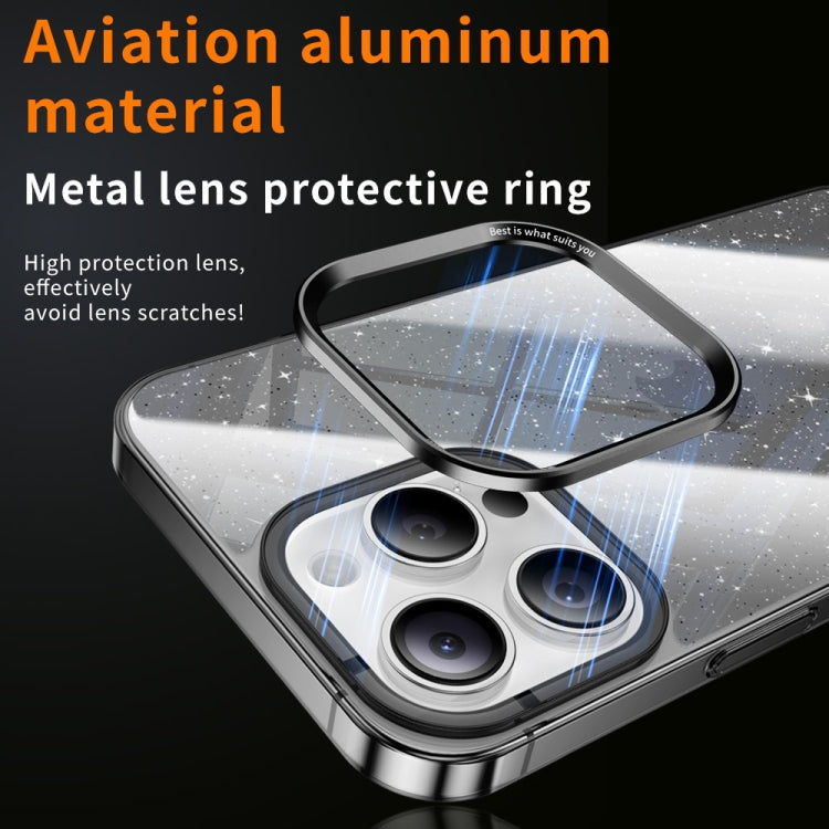 For iPhone 15 Pro Max Electroplated PC Hybrid Glitter Glass Phone Case