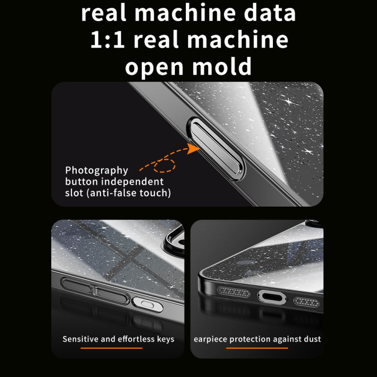 For iPhone 14 Pro Max Electroplated PC Hybrid Glitter Glass Phone Case