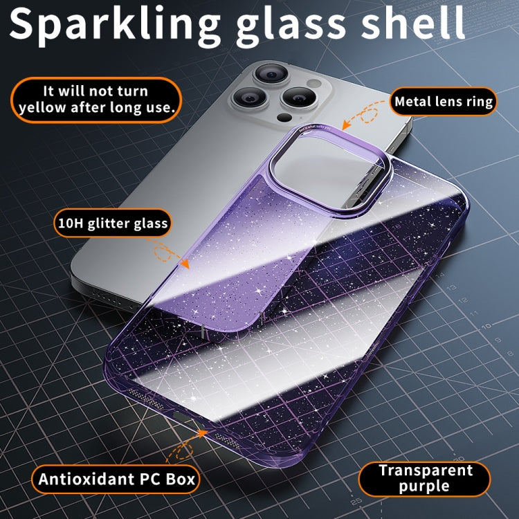 For iPhone 15 Pro Max Electroplated PC Hybrid Glitter Glass Phone Case