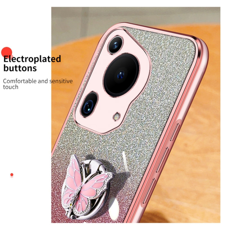For Huawei Pura 70 Ultra Plated Gradient Glitter Butterfly Holder TPU Phone Case